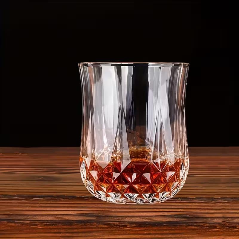 Image of PrimeWorld Long Champ Crystal Whiskey Glasses Set of 6 - 200 ml Premium Bar Glasses for Bourbon, Whisky, Scotch, Cocktails & Cognac | Elegant Old Fashioned Crystal Tumblers for Home Bar & Gifting