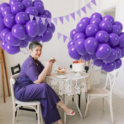 Image of Purple Balloons 12 inch, Purple Latex 50pcs Party Balloons | Wedding, Baby Shower, Birthday Party Decorations