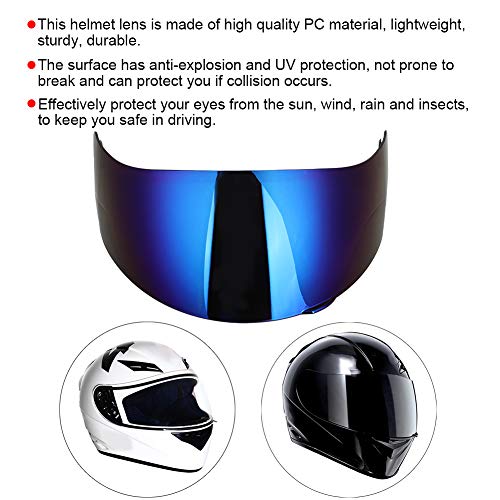 Powersports Helmet Shields, Helmet Shield Visor Motorcycle Wind Shield Helmet Lens Helmet Anti-Fog Shield Full Face Motorcycle Helmet Visor Lens Windshield Replacement Fit For Agv K3Sv K5(Blue) #TOP2
