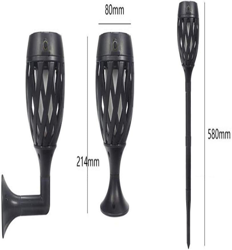 Outdoor Landscape Decoration Lighting Upgrade Version Automatic on/Off Garden Passage Driveway Flashing Flame Flashlight Waterproof Solar Flame Light,Black,C