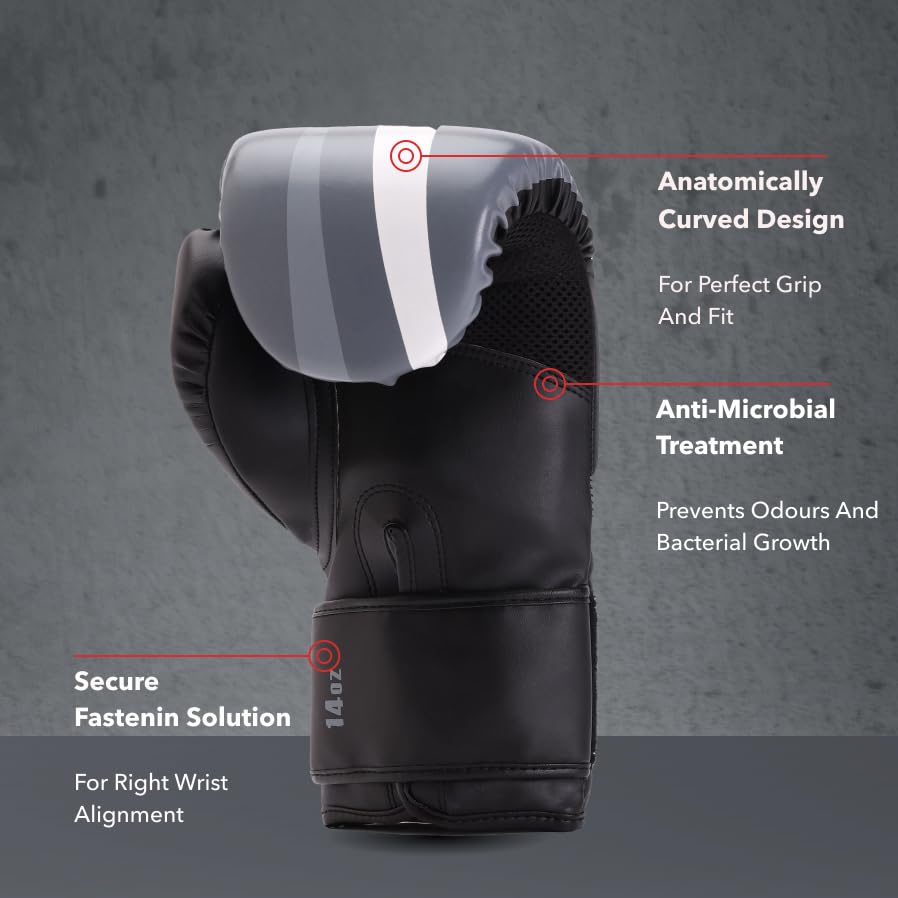 Image of Cult Premium Leather Boxing Gloves for Men & Women - 12 Oz High-Density PU Padding, Wrist Support & Antimicrobial Lining - Ideal for Boxing, Kickboxing, Muay Thai & MMA - Blue & White