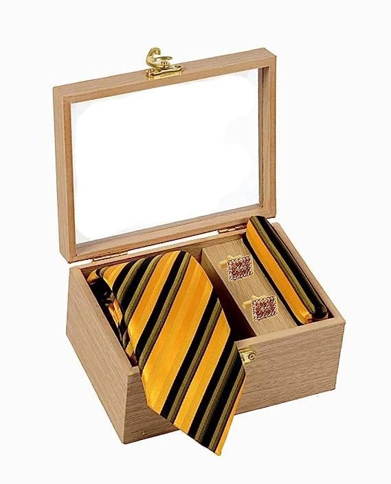 New Mens Neck Tie set with Matching Pocket Square and Cufflink-image-38