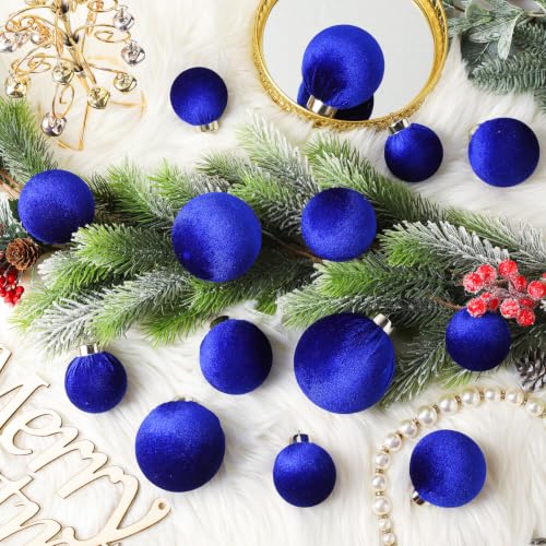 Wironlst 30pcs Velvet Christmas Ornaments, Shatterproof Tree Balls(Blue) - image 6