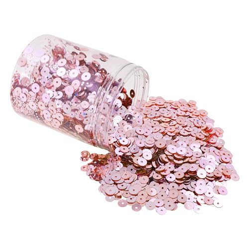 Mandala Crafts 6mm Flat Round Rose Gold Sequins for Sewing Embroidery