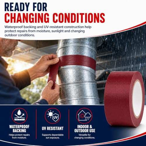 Image of GGR Supplies CDT-36 Industrial Grade Duct Tape Burgundy 2 Inch x 30 Yards | 11 Mil Waterproof and UV-Resistant Tape with No Sticky Residue for Patching, Sealing, Bundling and Multi-Purpose Repairs