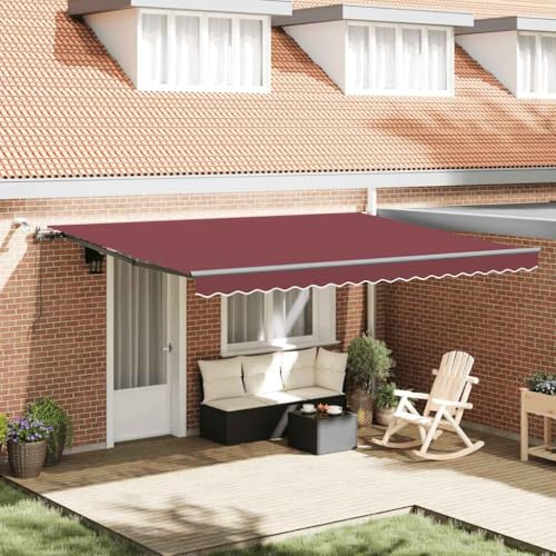 Brokky Toldo Motorizado 4.5X 3 m con Luces LED y Sensor de Viento Toldo de Exterior Terraza Aluminio/poliéster, para Exteriores, terraza, balcón-Marrón-450 x 300 cm