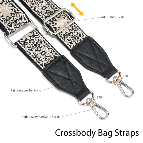 Image of Purse Strap,1.5 inch Leather End Shoulder Strap Adjustable Replacement,Retro Multi-Pattern Crossbody Bag Straps