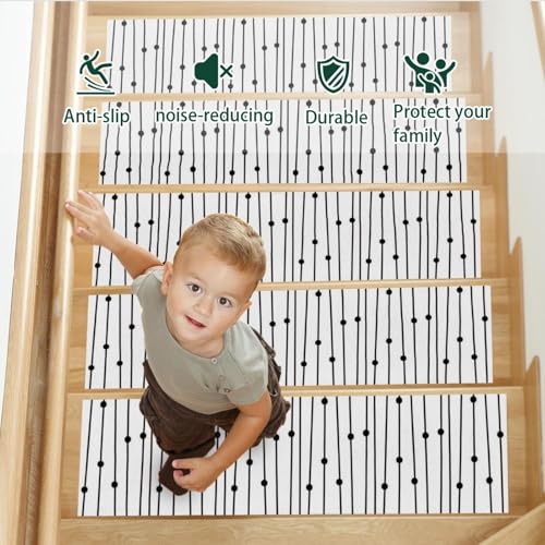 Tapis d'escalier antidérapants protection marches bois intérieur design pois - 5