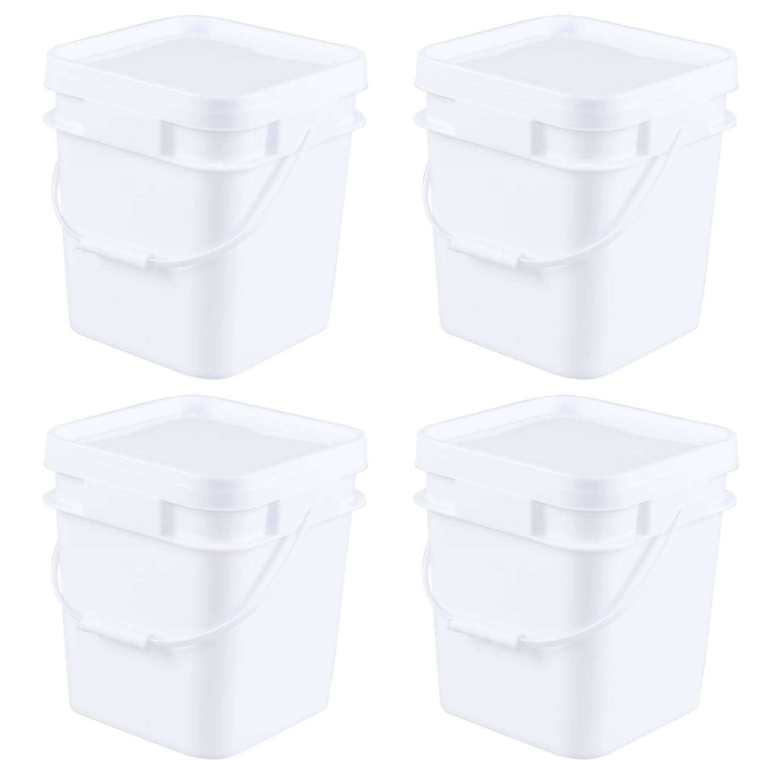 Xyskin 3 Gallon Mixing Bucket, White Bucket Paint Bucket with Seal Lids, 11 Liter Paint Bucket Packaging Bucket with Handle, Pack of 4