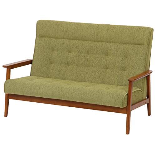 不二貿易 ソファ 2人掛け 幅135cm ハイバック グリーン ファブリック フレンズ72021