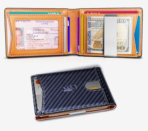 Slim Wallet Men,Leather Wallet Money Clip Gift for Men 11 Cards 3"X4.3",RFID Blocking2