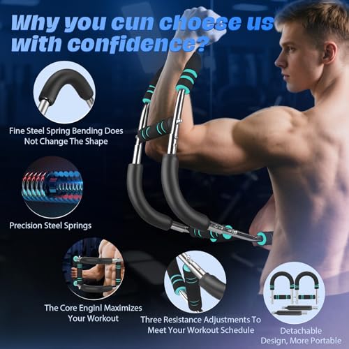 20-60Kg Verstellbares Twister-Armtrainer, Verstellbares Brusttrainingsgerät, Tragbarer Unterarmtrainer, Abnehmbares Design, 3-Stufen Federwiderstand Krafttrainingsgerä für Heimtraining, Blau