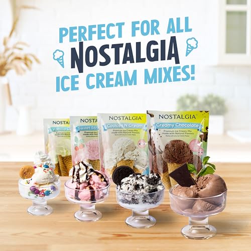 Nostalgia Electric Ice Cream Maker – Wood Bucket Parlor Style, Old Fashioned Soft Serve Ice Cream Machine Makes Frozen Yogurt or Gelato in Minutes - Fun Kitchen Appliance – White & Aqua - 4 Quart