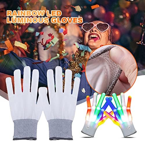 LED Light Up Gloves for Kids Teen Adults, LED Finger Gloves, Finger Light Gloves with Multi Modes, LED Flash Gloves Glowing Costume Clubbing Chrismas Party Favors