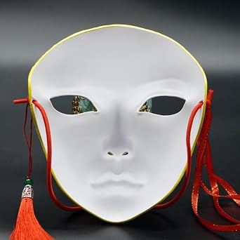 Ancient Style Mask Full Face Mask for Women Japanese Kabuki Fox Mask Cosplay Hand Painted Mask for Masquerade