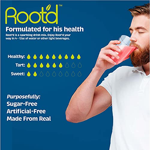 Root'd - Powder Multivitamin + Electrolytes For Men - Sugar Free Electrolyte Hydration Powder With 24 Vitamins & Minerals | Vitamin D3 A C E B Complex Probiotics | 24 Effervescent Drink Mix Packets #TOP5