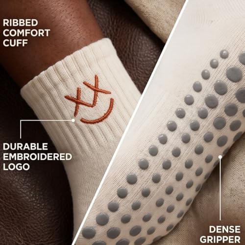 Image of Soxbang 3 /6 Pairs Cute Pilates Socks with Grips,Yoga Socks Barre Sock Non Slip Grip Embroidery for Barre Ballet Workout