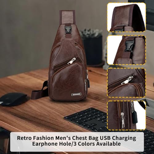 Leather Crossbody Bag Shoulder Backpack Small Leather Crossbody Bag with USB Charging Port3