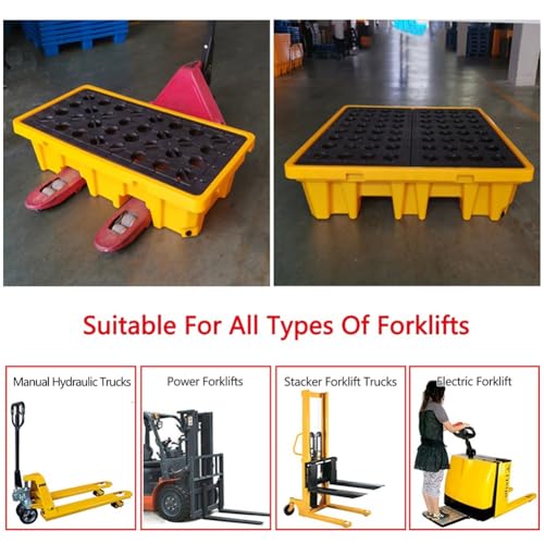 Bac d'égouttement robuste en polyéthylène pour fûts avec bonde – Empilable – Pour seaux de peinture, capacité de charge 300–1200 kg, idéal pour une utilisation industrielle