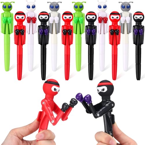 Sayglossy 12 Pcs Aliens and Ninjas Boxing Pen Robot with Punching Arm