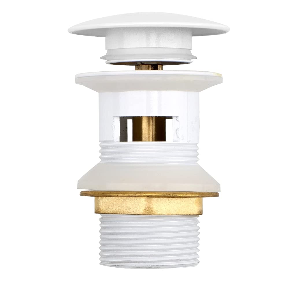 YUZGUHEY Sink drain strainer Stainless Steel Basin Drain Stopper Pop Up with Overflow Slotted Washbasin Vanity Waste Drainer Kitchen(White)