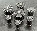 Lobal Domination PAIR of Antique Silver Lotus with Opal Center Double Flare Steel Tunnels Plugs (00g (10mm))