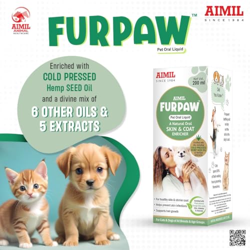 Image of AIMIL Furpaw Pet Oral Liquid, 200 ml | Nutrition & Hydration | healthy skin & Fur| Nails Growth