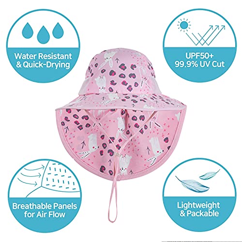 Image of Kids Sun Hat UPF 50+ Boy Girl Protection Hat Wide Brim Beach Hats with Mesh and Adjustable Chin Strap