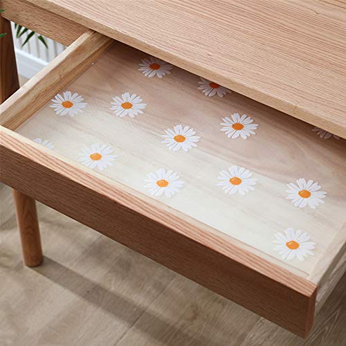 Shelf Liner Kitchen Drawer Mats, Non-Adhesive Waterproof Transparent EVA Refrigerator Cabinet Drawer Pantry Shelves Liner, Non-Slip Can be Cut Placemats (Daisy 17.7 x78.7 )