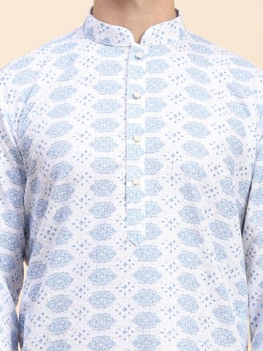 Image of SKAVIJ Men's Viscose Rayon Festive Printed Cotton Kurta Pajama Set | Traditional Ethnic Wear for Men | Perfect for Diwali, Wedding & Festive Celebrations