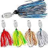 Pfeibk Bladed Jigs Fishing Lures, 5pcs Fishing Jigs Hook with Skirt Vibrating Buzz Bait for Bass Fishing Jigs Fish Bait Bass Lure, 1/2 Oz (Multicolor)
