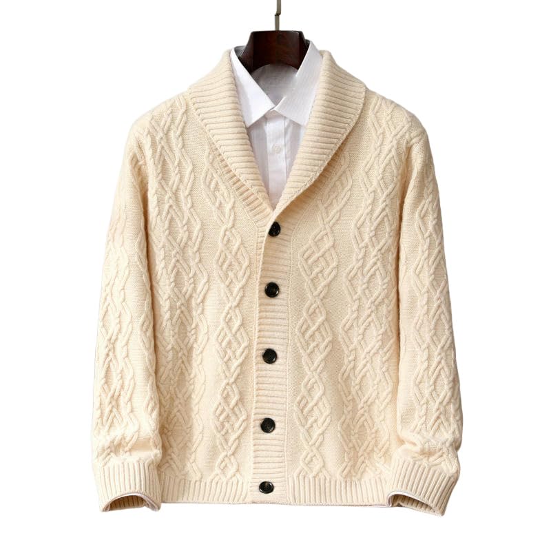Men's Autumn Winter Thickened Warm Base Cashmere Knit Sweater Cardigan2