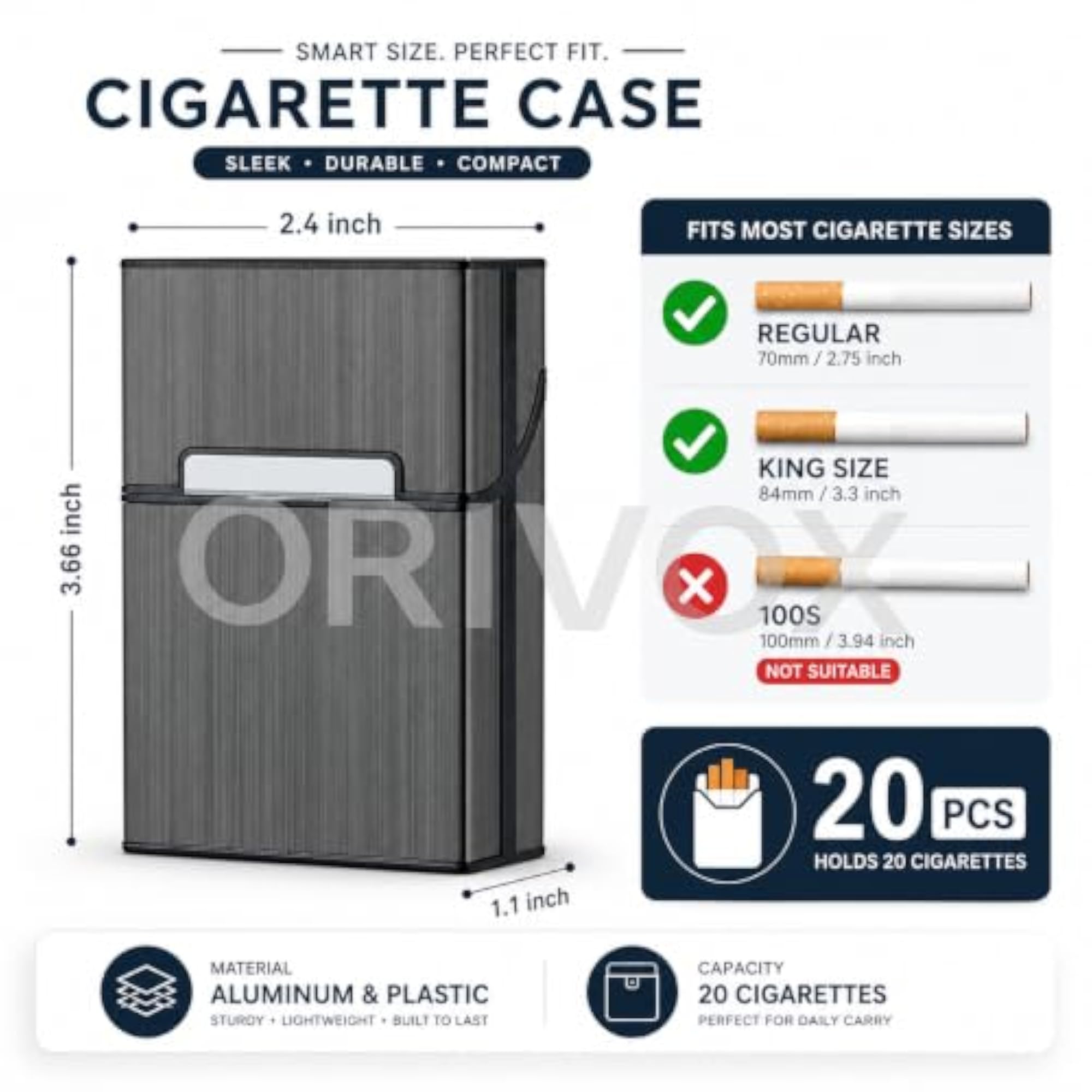 Premium Metal Cigarette Case with Magnetic Flip-Top Lid
