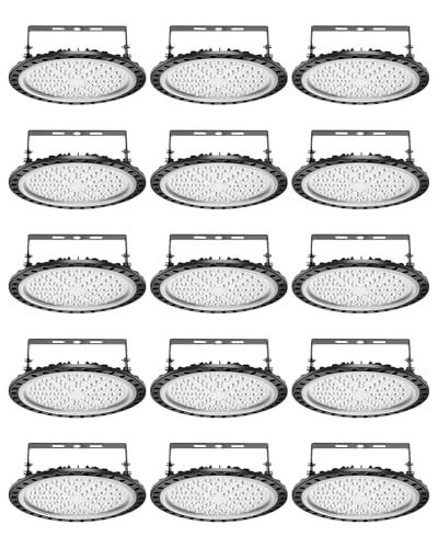 Viugreum High Bay LED Shop Lights, 300W UFO LED High Bay Light 30,000LM 120V LED High Bay Lights 5000K Daylight, Alternative to 1300W MH/HPS for Garage Workshop Barn Factory Warehouse - 15 Pack