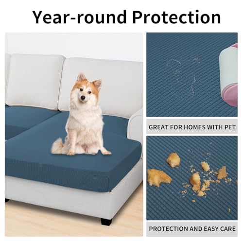 Image of Easy-Going Stretch 4 Pieces Couch Cushion Covers for Sectional Sofa L Shape
