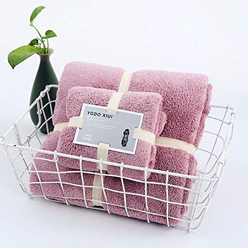 HIROCK Juego de Toallas de baño de vellón Coral de 2 Piezas, súper Absorbente, Duradero y fácil de secar, Que no se decolora, Juego de Toallas de Microfibra (02# Morado)