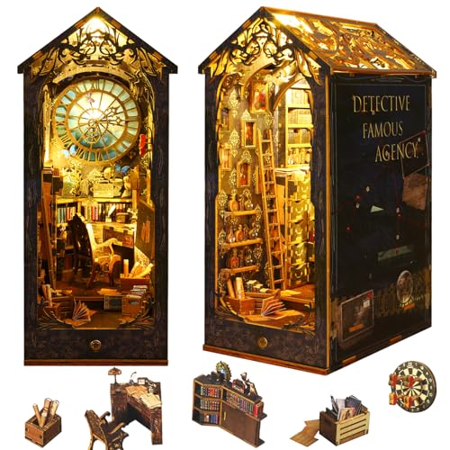 OurMiao Book Nook Kit Detective Agency, DIY Booknooks Kit for Adults Teens with Sensor Lights...