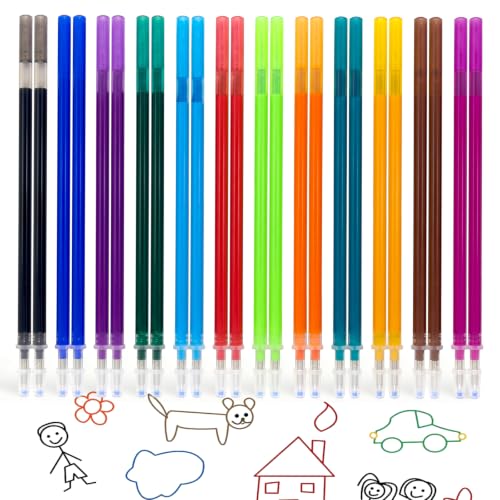 Erasable Pen Refills Compatible with Legami 24 Pcs (12 Colours × 2) 0.7mm Soft Writing Gel Ink Smooth Clean Erasing Long Lasting Replacement Refills for Schools Homes Offices