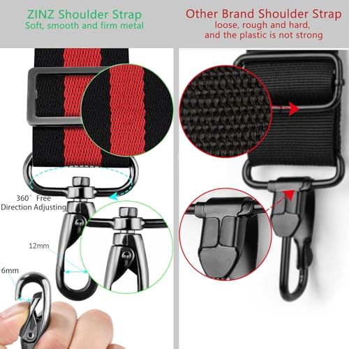 Image of ZINZ Shoulder Strap Universal Bag Strap - 78 inch Ultra-Thick Padded with Dual Balanced Adjustable Buckles for Briefcase, Travel, Sports, Laptop, Crossbody Bag,Stripes-BkRBk