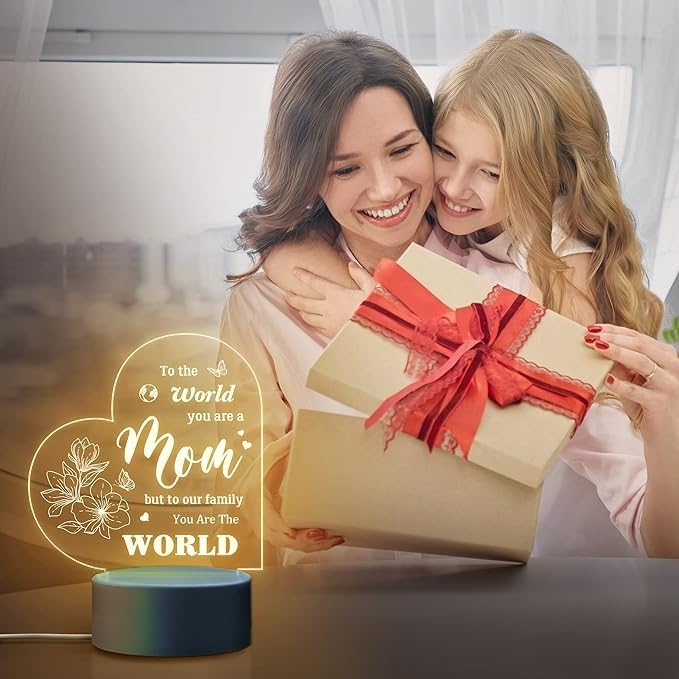 Image of Plastic LED Lamp For Mom - Engraved Night Light, Unique Birthday Gift From Daughter Or Son For Mother's Day, Stepmom, Warm White