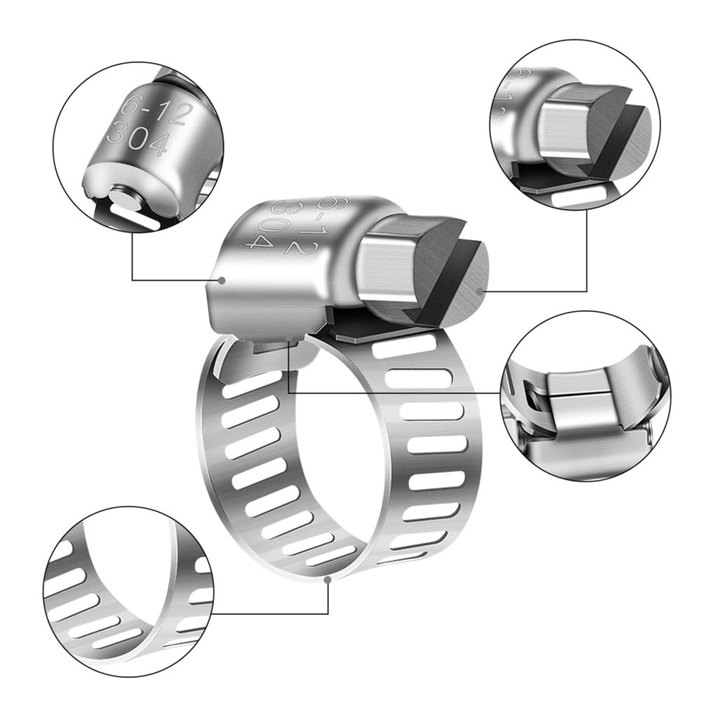 Abrazaderas para mangueras, Abrazadera de resorte fija con clip acero inoxidable 8 mm a(19 29 mm)