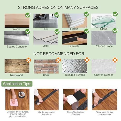 LLPT Antirutsch Klebeband | Schwerlast Grip Tape | für Treppen Wasserdicht Außen Innen | Rutschfeste Traktionsstreifen | für Treppenstufen Boote Rampen Treppenbelag (ASB250) | Schwarz | 51mm x 5m