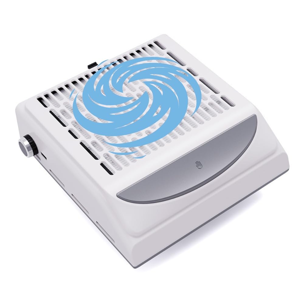 Aspirapolvere per Unghie da 80W, aspiratore unghie professionale con Velocità Regolabile, Filtro Riutilizzabile e USB per Ricarica Smartphone (Bianco)