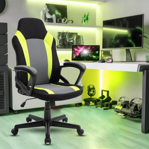 Image of Make My Chairs Nitro Ergonomic Gaming Chair with Premium Fabric,Fixed Armrest & Strong Nylon Base Computer Gaming Chair(Green)