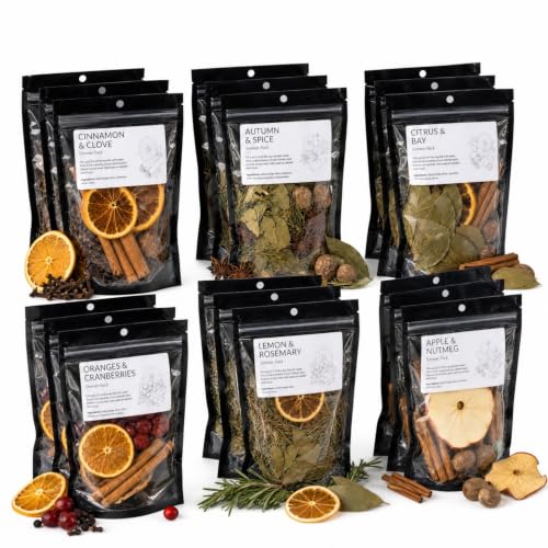 Naucoos 18 Pcs Simmer Pot Potpourri Mix Blends with Natural Dried Botanical | 19oz, Orange, Cinnamon, Cloves, Apple, Rosemary, Apple Slice, Christmas Fall Thanksgiving House Warming Hostess Holiday Gifts