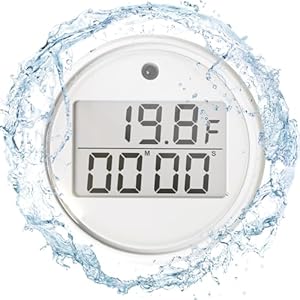 Ice Bath Thermometer & Timer, Cold Plunge Thermometer Timer, WaterThermometer for Ice Bath, Digital Ice Bath Floating Thermometer for Ice Bath, Easy Read Water Temperature Thermometer Waterproof IPX6