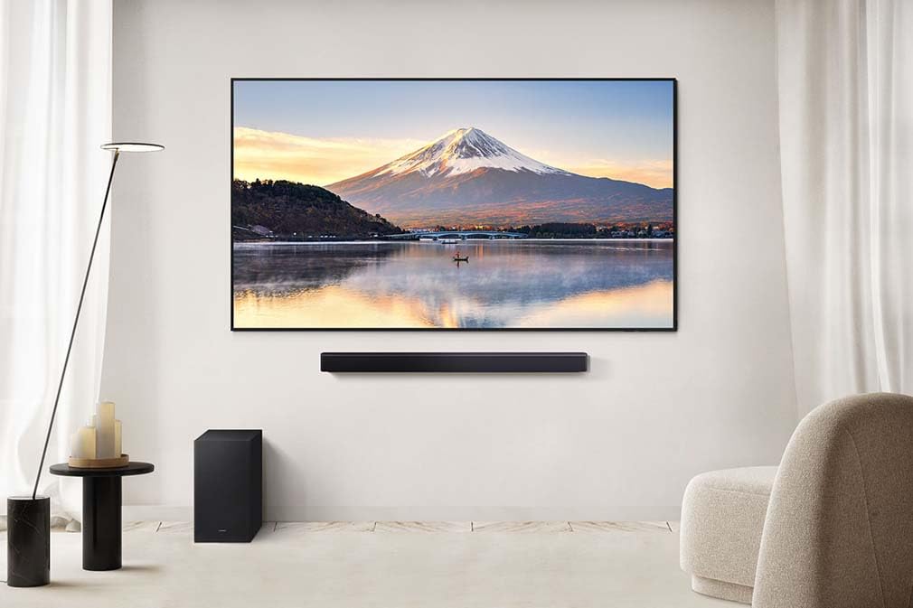 Samsung HW-B460GF B-Series 2.1-Kanal-Soundbar für Fernseher, TV-Lautsprecher mit kabellosem 6,5"-Subwoofer, Game Mode, Adaptive Sound, Bass-Boost-Modus, Virtueller Surround Sound