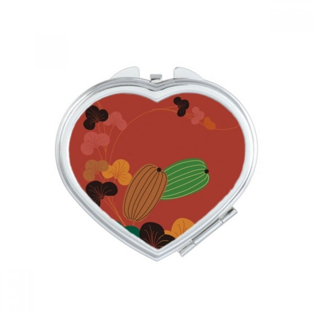 Miroir de poche jaune avec peinture de poisson cœur pour maquillage portable