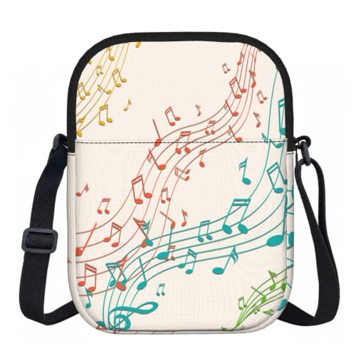 DOPKLNA Notas musicales coloridas, Bolsos cruzados con cremallera, bolsos de hombro informales para mujeres y hombres.