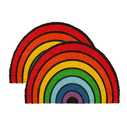 Nicola Spring Coir Half Moon Türmatten - 60 X 40cm - Regenbogen - Pack Von 2